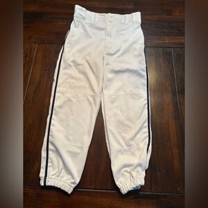 Champro Boys White Baseball Pants with Navy Blue Piping size L
